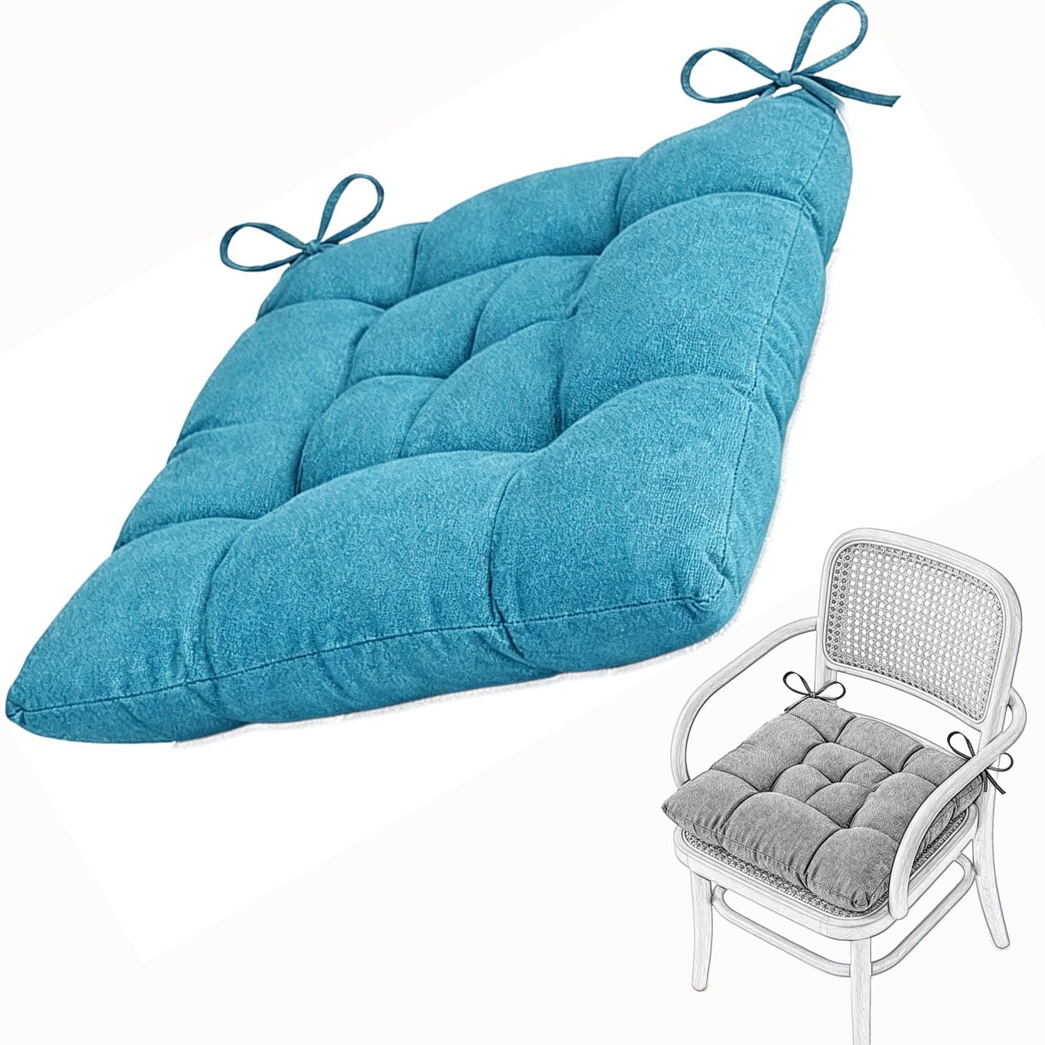 Seat Cushion for Dining Chair Soft Comfort Washable Chair Pads with Ties