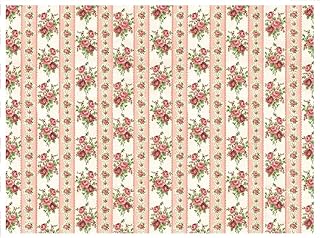 Dollhouse Small Pink Roses Wallpaper Miniature Print 1:12 Scale