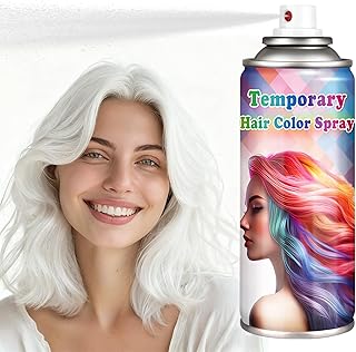White Hair Spray Temporary Hair Color Spray,1-Day Washable Temporary Dye for Christmas Party Halloween Cosplay-White,120 ml