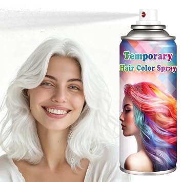 White Hair Spray Temporary Hair Color Spray,1-Day Washable Temporary Dye for Christmas Party Halloween Cosplay-White,120 ml