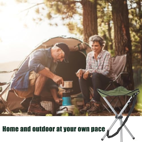 Miniatura 5 de Taburete plegable para campamento, sillas plegables de 16.5 pulgadas, asiento de trípode portátil, silla alta de viaje al aire libre para camping,
