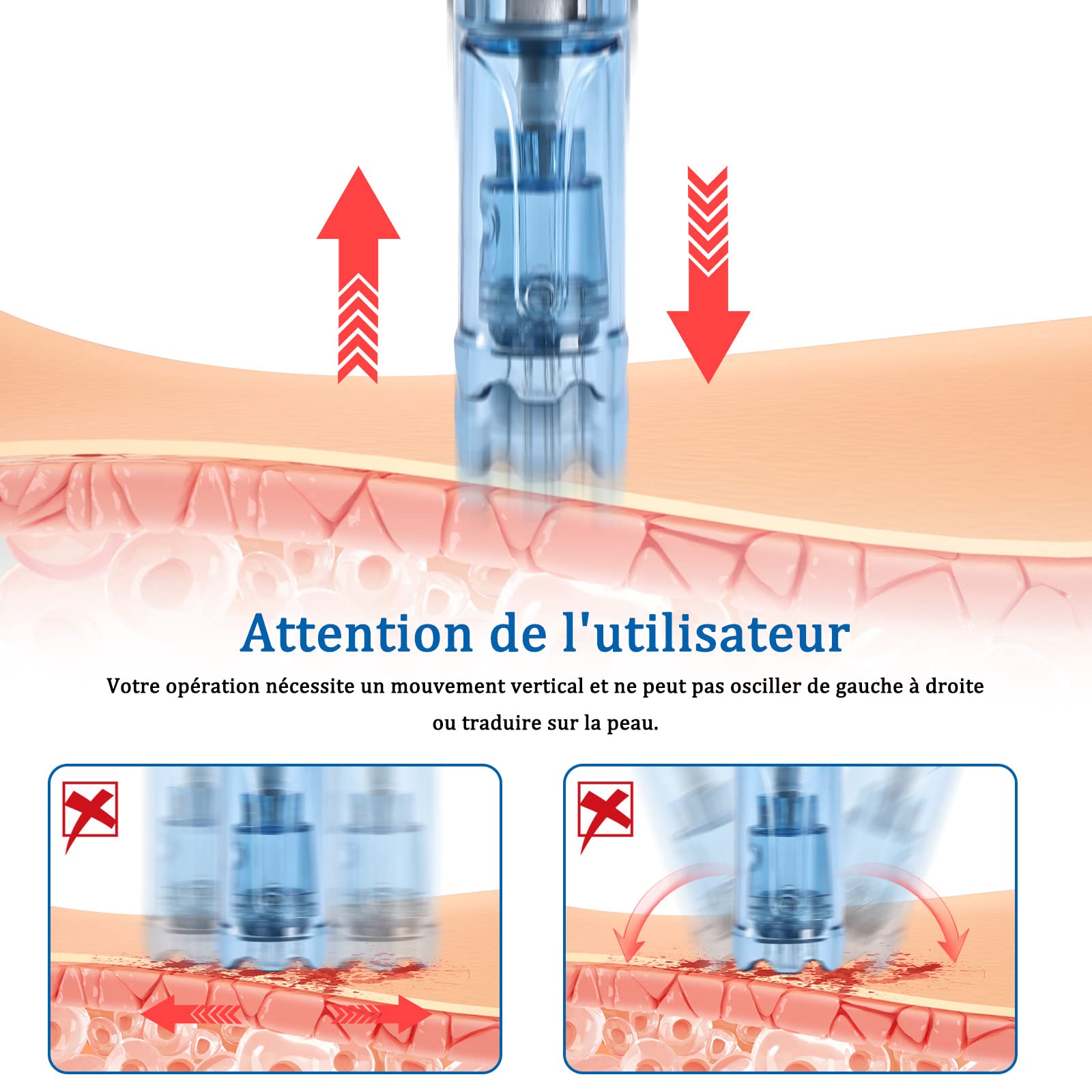 Microneedling Pen M8S, Professionnel Dr.pen avec 6 Aiguilles (3x12 Pin + 3x36 Pin) Dermapen Pour le Visage, le Corps et la Croissance des Cheveux, 6 Niveaux de Vitesse et Profondeur Réglable de 0-2,5