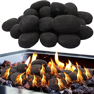 Suzile 48 Pcs Lava Rocks for Fire Pit, 2"-3" Decorative Firepit Rocks Ceramic Fiber Pebble Stones Natural Lava Stones for Outdoor Indoor Gas Fireplace Landscaping(Black)