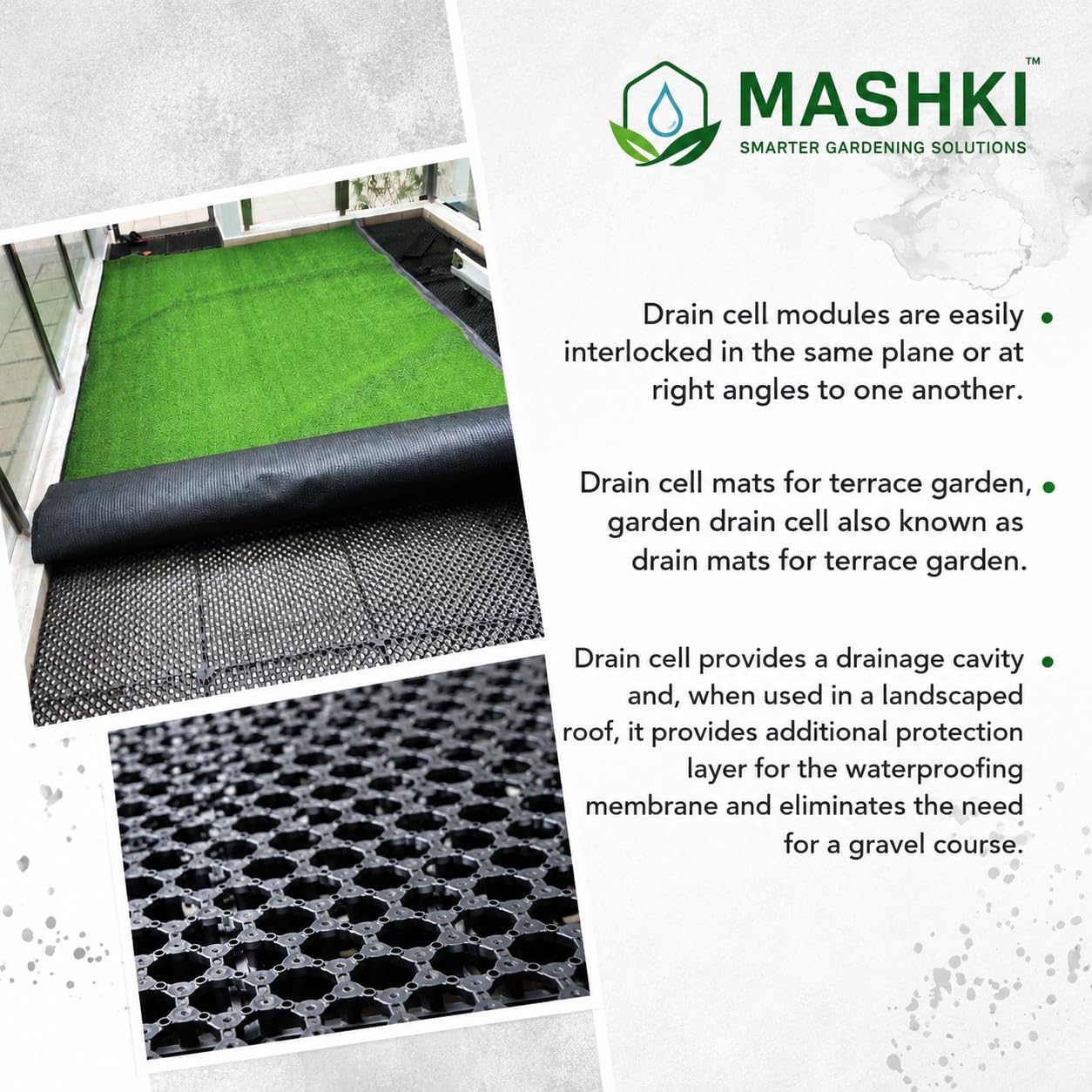 MASHKI Plastic 20 Mm Drain Cell Mat for Home Garden- High Thickness and Durability to Keep Neat and Clean Terrace for Outdoor Usage and Also Grass Laying10 2