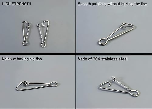 Miniatura 5 de Piscorush Broches de pesca de alta resistencia de acero inoxidable, bonitos broches de pesca, conectores de gancho de señuelo, bloqueo de cambio