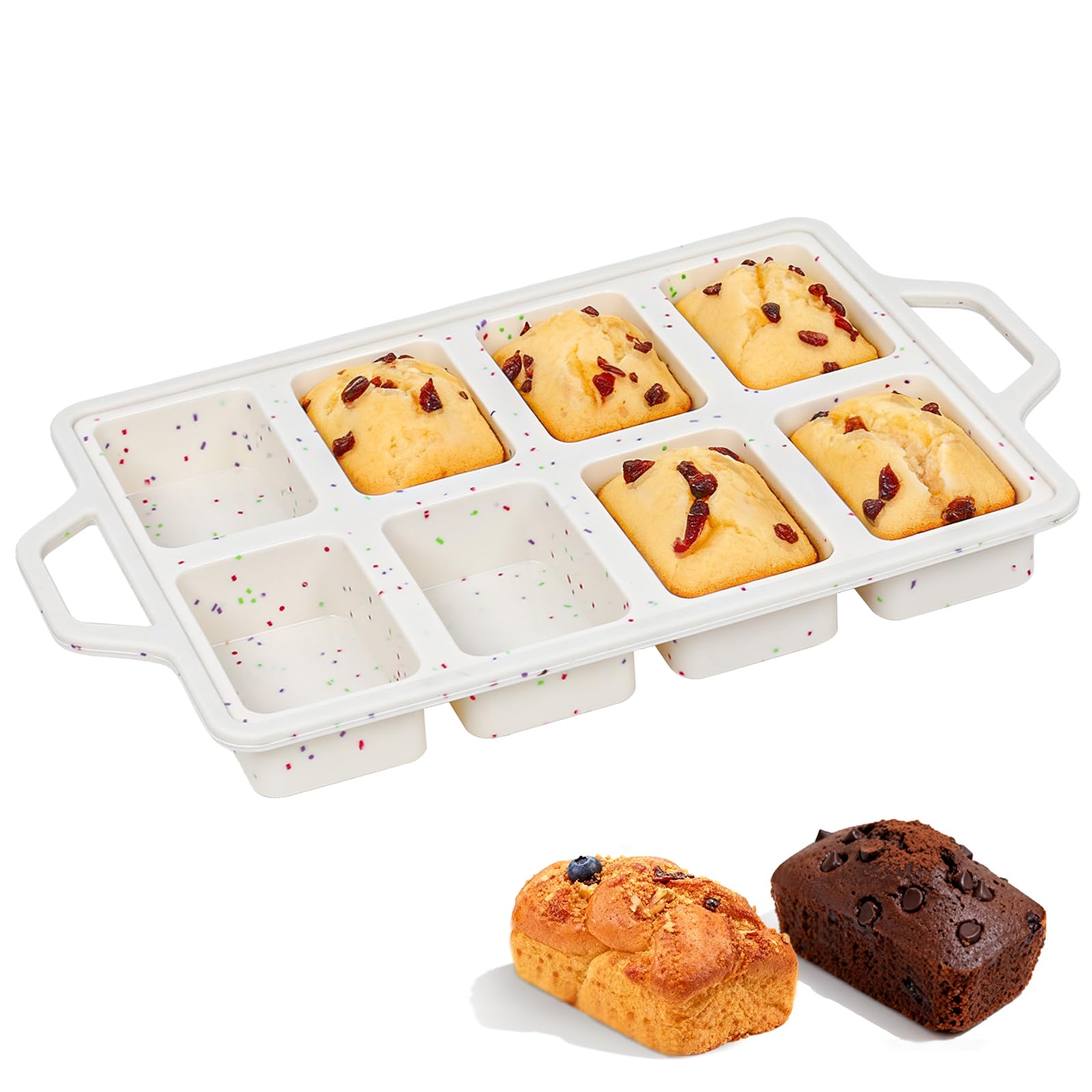 Metal Reinforced Silicone Mini Loaf Pan, 8-Cavity Nonstick Mini Bread Pans