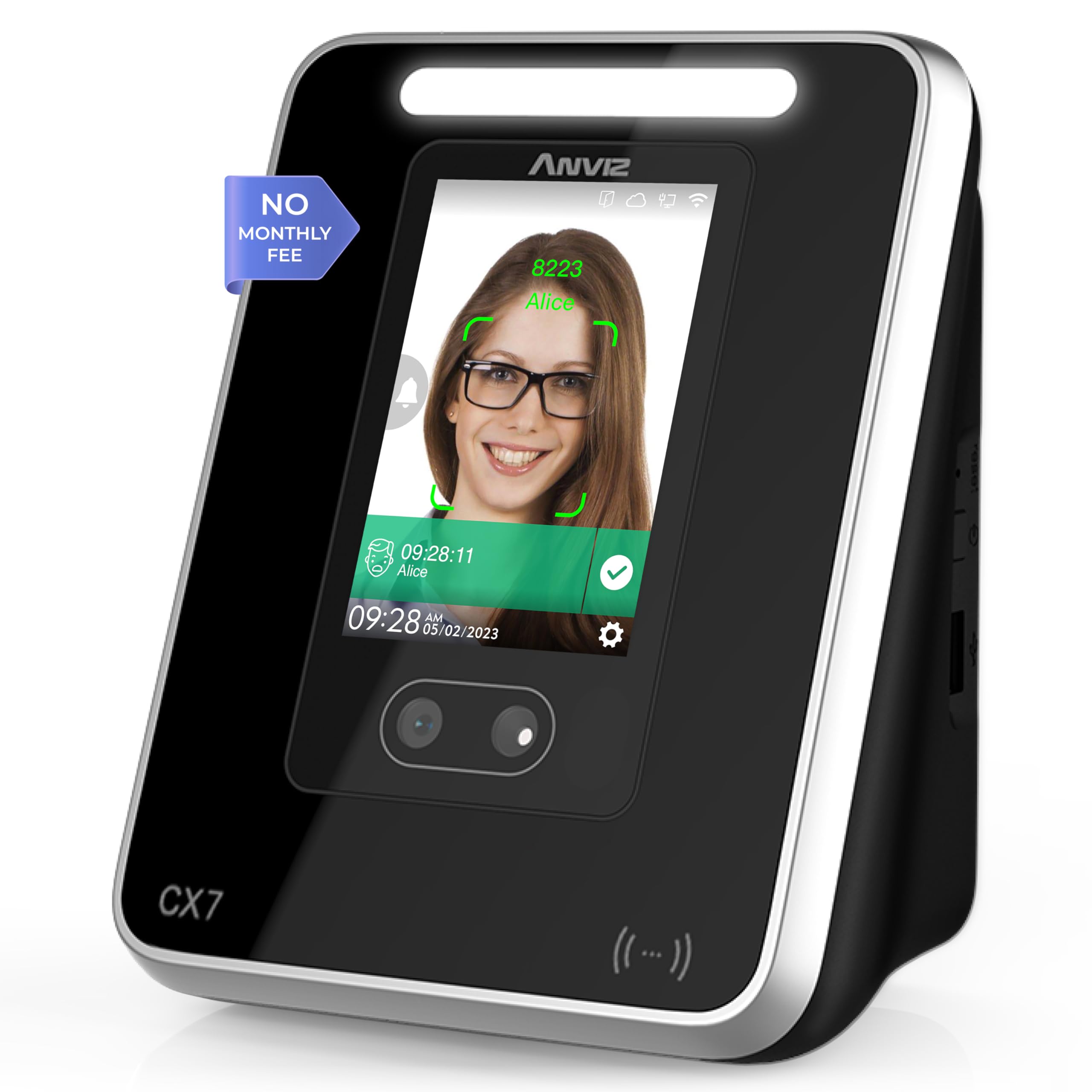 ANVIZ Time Clocks for Employees Small Business - FacePass 7 Pro Biometric Clock in and Out Machine - Face + RFID + Pin Punching in one, Support Door Access, Forever Free Cloud Software