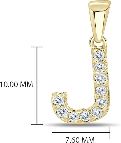 Vista 4 de Collar colgante con letra inicial de diamantes en oro amarillo de 14k (110 quilates) 18 pulgadas