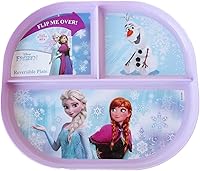 Show-Offs Frozen Elsa & Anna Reversible BPA-Free Kids Dinner Plate, 8x7 Inch Melamine, Dishwasher Safe