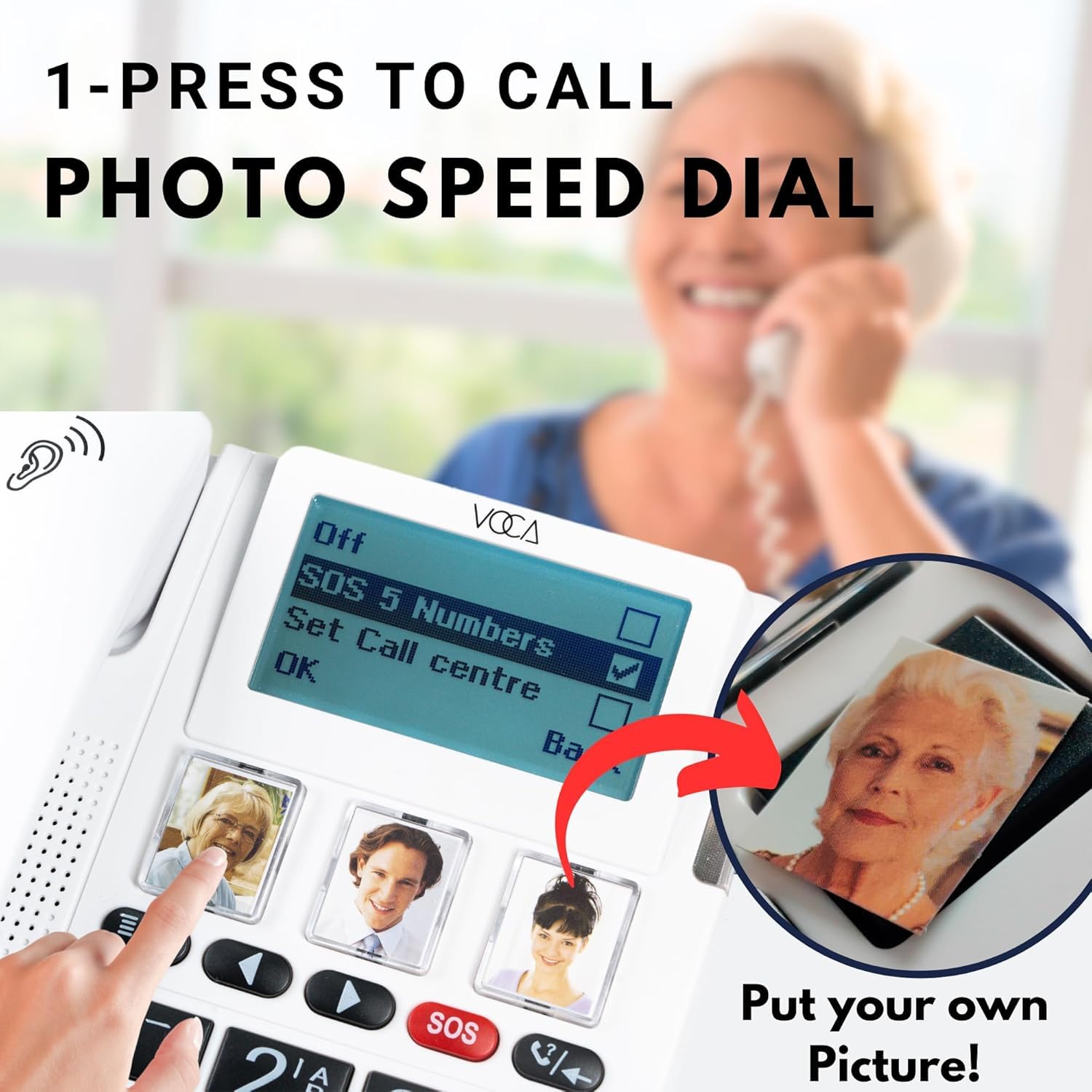 Telefono VOCA con tasti grandi per anziani | Telefono amplificato intelligente wireless CP141 4G | Telefoni ad alto volume per ipoudenti | Braccialetto SOS | Hotspot Wi-Fi | Connetti fino a 10 sensori