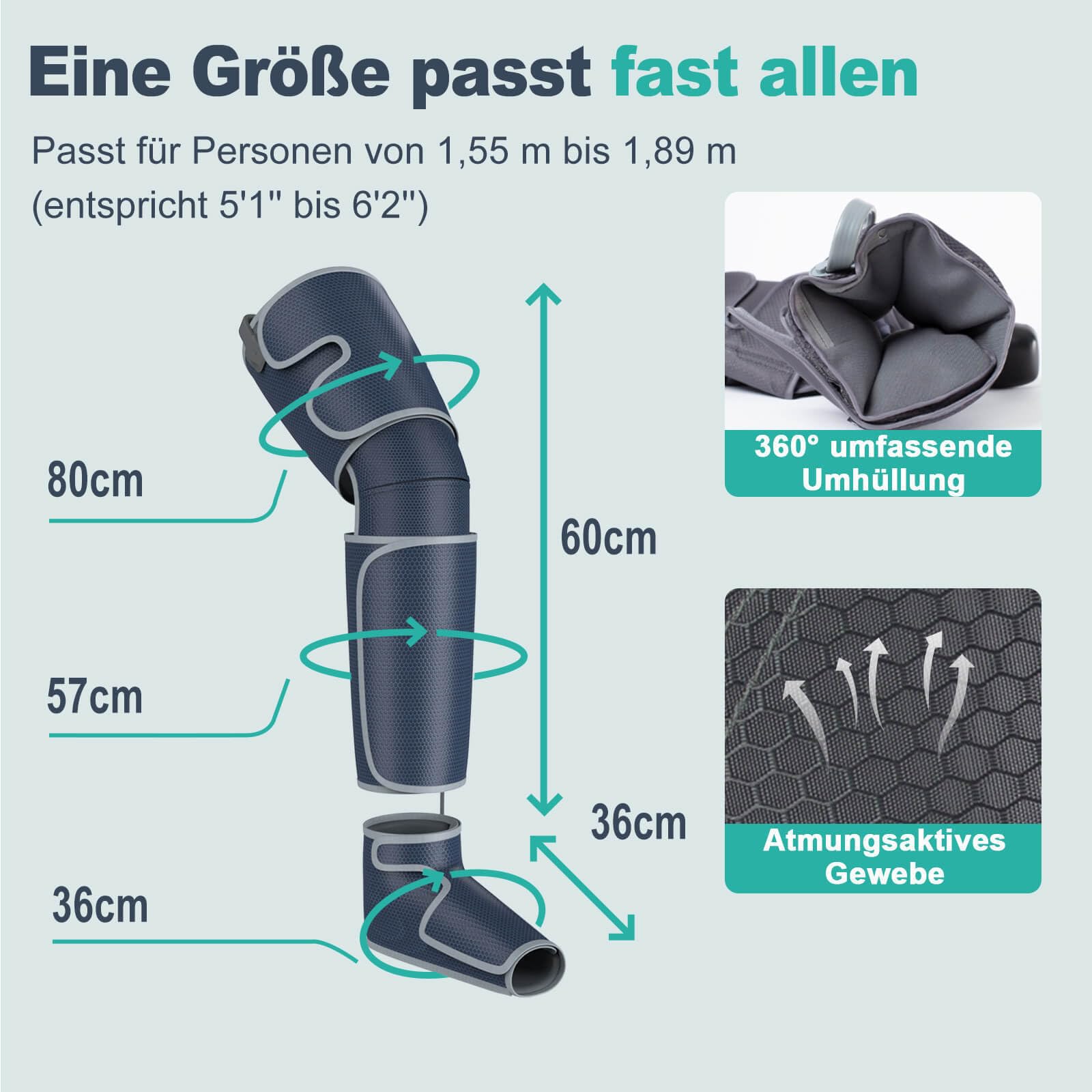 Appareil de massage des jambes avec chaleur pour la circulation sanguine, appareil de massage de compression d'air pour pieds, mollets, cuisses, genoux pour soulager la douleur, 4 modes, 4 intensités