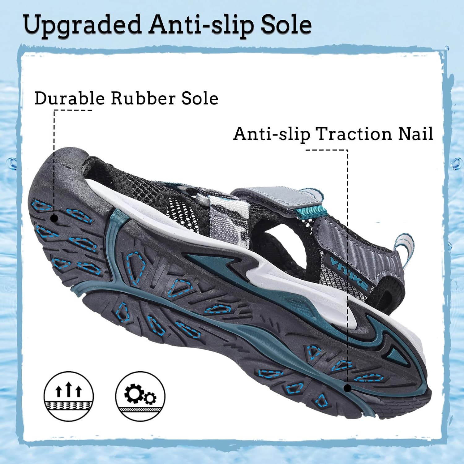 VITUOFLY Kids Sandals Boys Outdoor Hiking Sports Sandal Girls Pool Beach Shoes Summer Water Shoe Sneakers