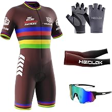 Men Triathlon Suit Men's Cycling Skinsuit Gel Padded One Piece Trisuit Bike Jumpsuit, 9D Gel Padded Bicycle Cycling Suit, Short Sleeve with Pockets Quick-Drying Cycling Skinsuit