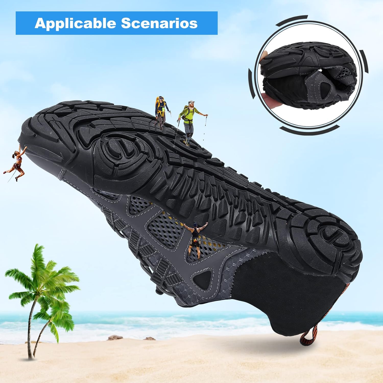 L-RUN Water Hiking Shoes Men Womens Swim Shoes for Surf Barefoot Aqua Socks Reef Shoes Grey M US (Women 13, Men 12)=EU45 - Image 6