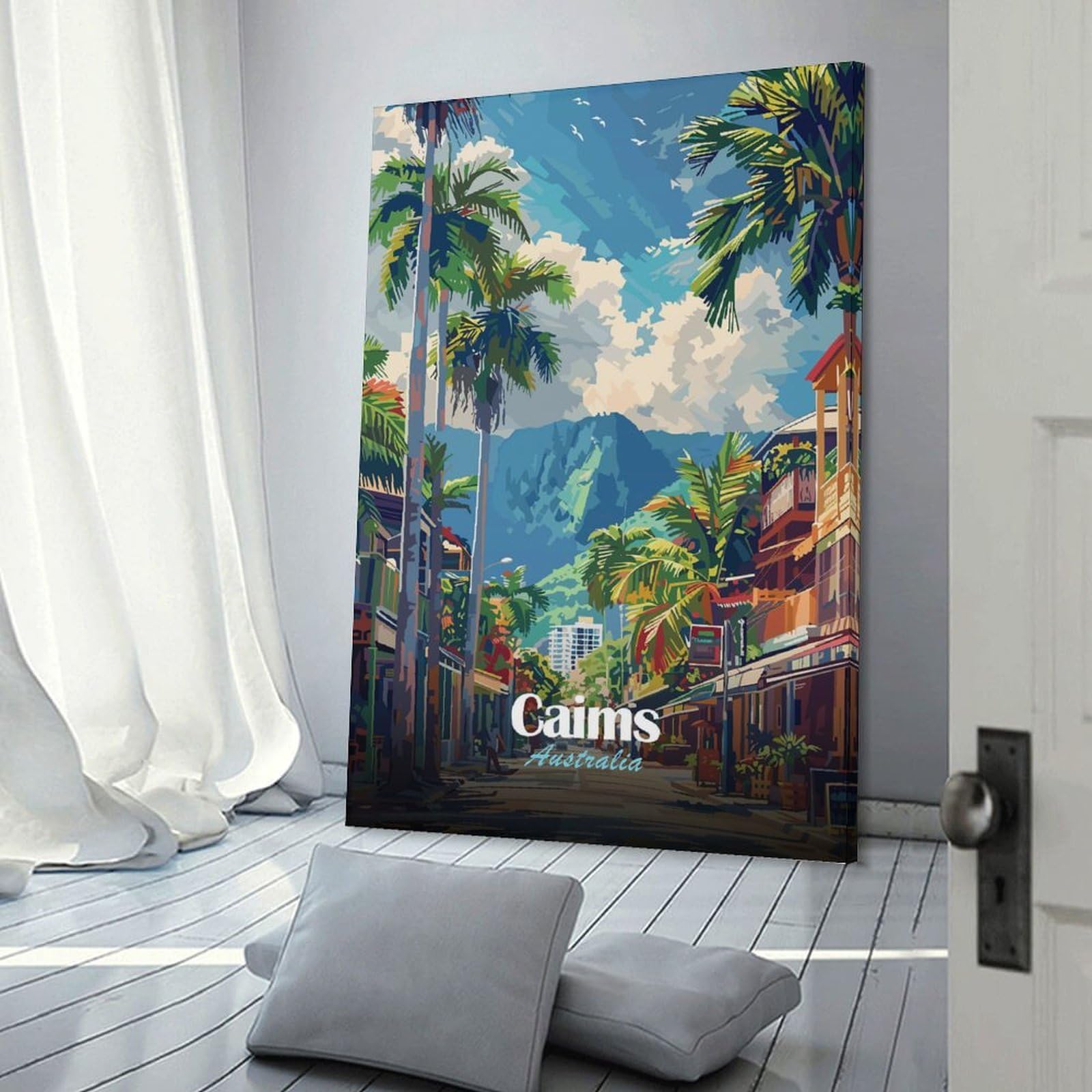 Junmoney Wall Picture Print Cairns Australia Travel, 20x30inch(50x75cm), for Living Room, Bedroom Or Apartment Walls, A Home Accent with Warm Character