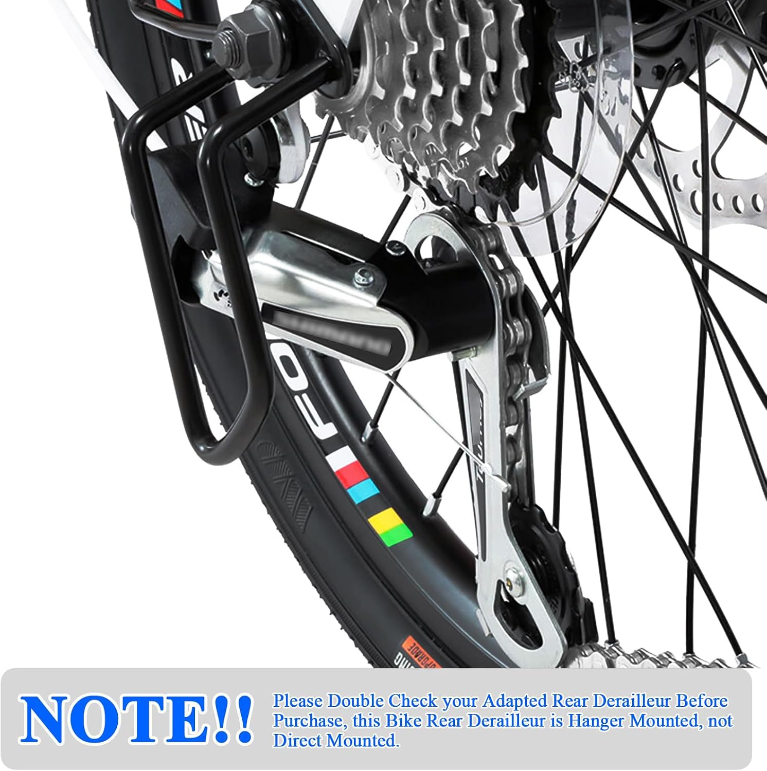 RD-TY21B 6/7 Speed Rear Derailleur - Direct/Hanger Mount for Mountain, Tricycle, Commuter, Cruiser Bikes