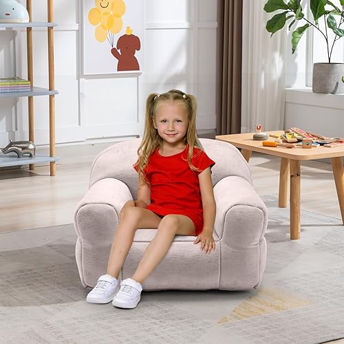 Miniatura 1 de JEEOHEY Sillas puff para niños, silla de terciopelo para niños, sofá suave y cómodo para niños, para jugar, leer y ver la televisión (rosa)