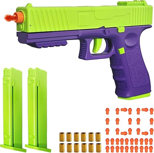 Pistola de juguete, pistolas de juguete con expulsión de concha, pistolas de juguete mecánicas automáticas para niños, caja de regalo de pistola de