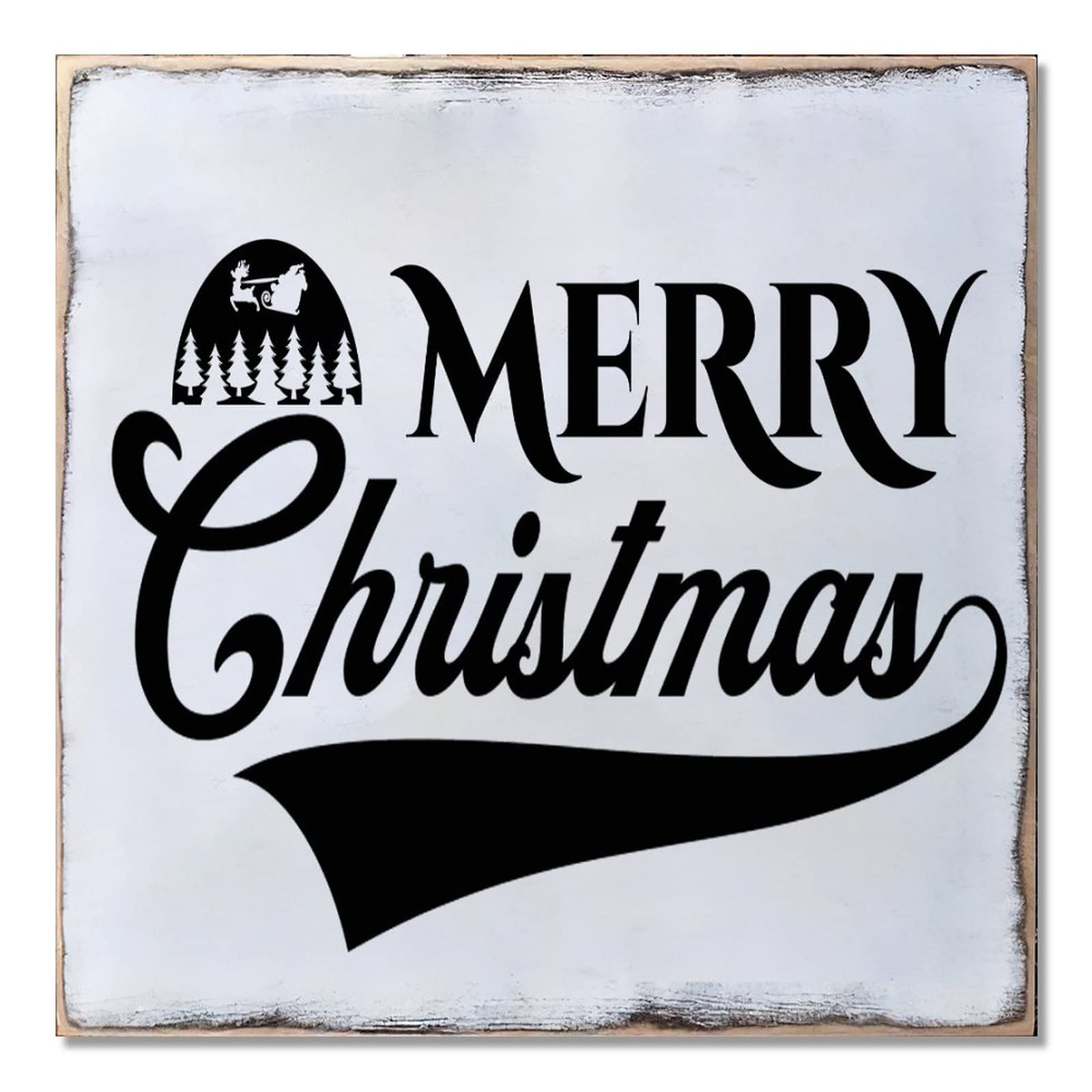 Panneau en bois Merry Christmas pour porte d'entrée conviviale en hiver