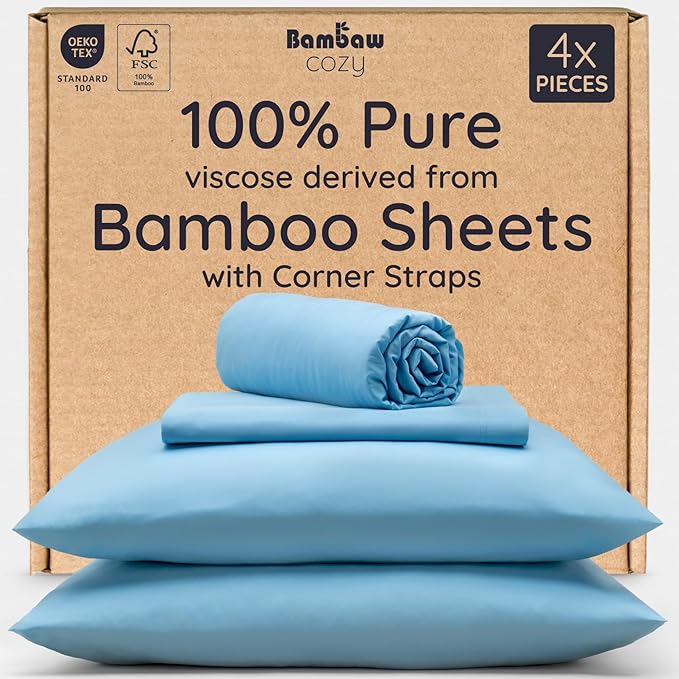 Bambaw King Sheets Set 4pcs, 100% Viscose Derived from Bamboo Sheets, King Size Cooling Sheets Set, Hotel Luxury Bed Sheets Set, Deep Pockets Fits Up to 16'' Mattresses, King Sheets Soft (Dark Gray)