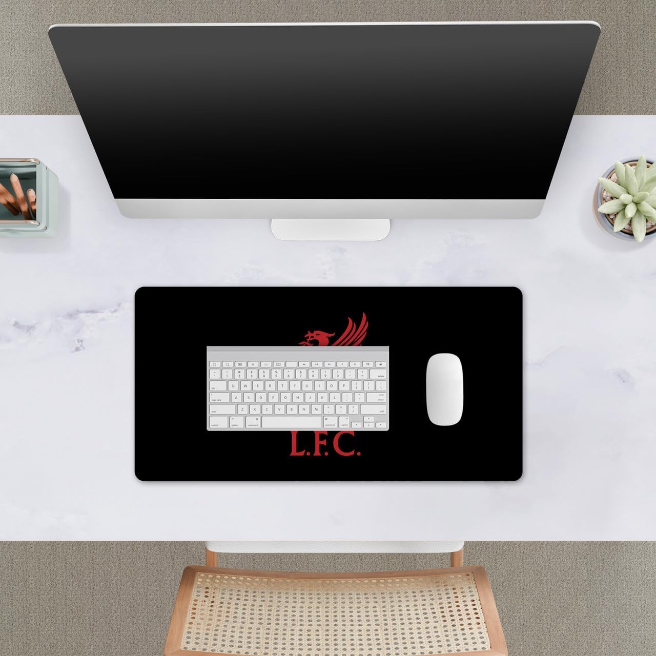 Head Case Designs Officially Licensed Liverpool Football Club Liverbird Black Graphics 23.62 x 11.81 x 0.12 inches (600 x 300 mm) - L Gaming Office Desk PC Keyboard Mouse Mat Pad