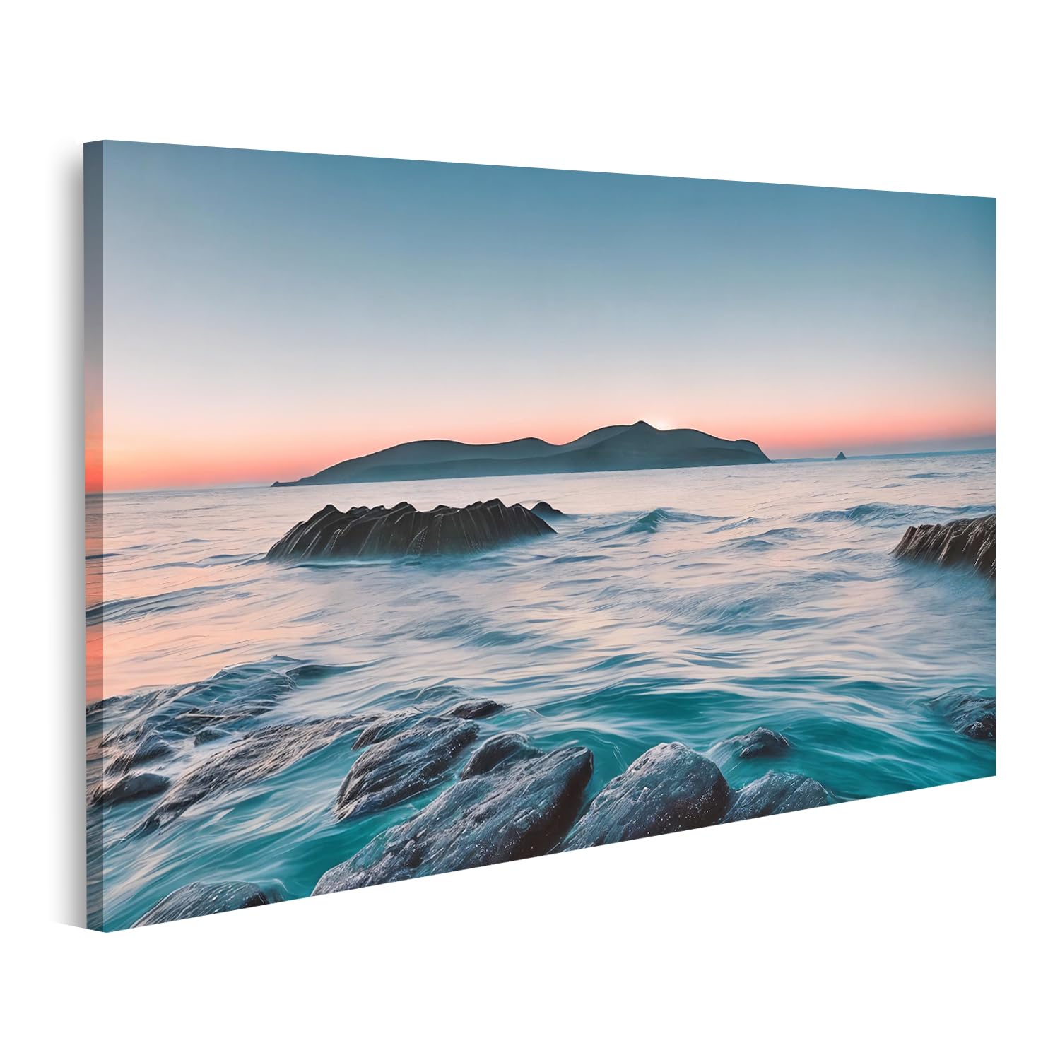 Image sur toile d'un paysage marin avec coucher de soleil éclatant