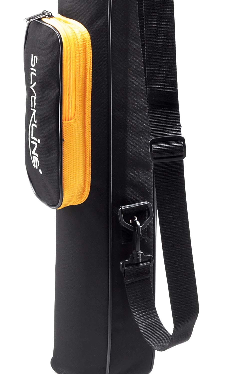 Golftasche/Pencilbag/Reisebag/Rangebag/Pistolbag/Tragebag mit integrierter Schutzhaube und Außentasche | für bis zu 8 Schläger | 1 Pack Killagolf©-Tees Free (orange-schwarz)