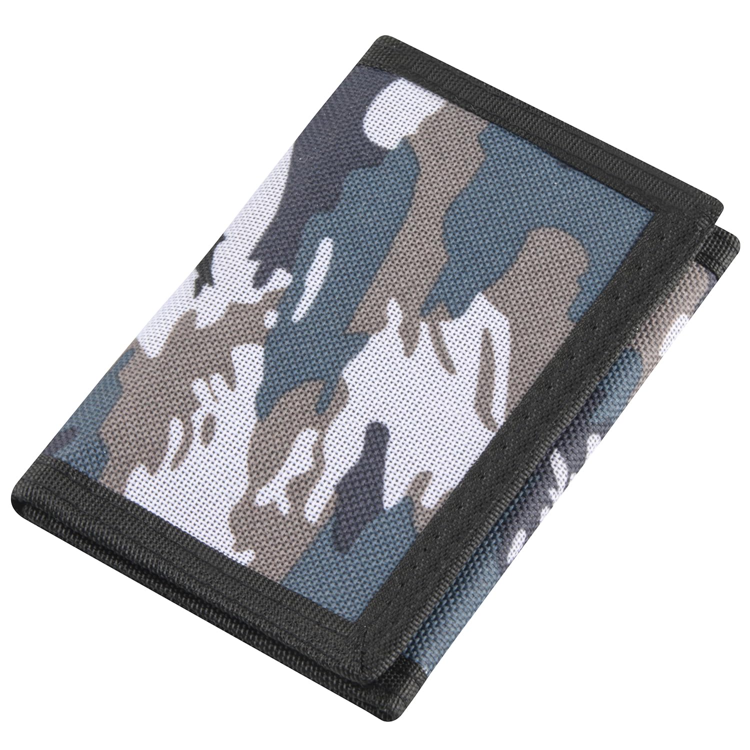 NEICY RFID Blocking Canvas Wallet for Men and Women - Camo Trifold Outdoor Sports Wallets with Magic Sticker for Teen Kids (Camo Grey)