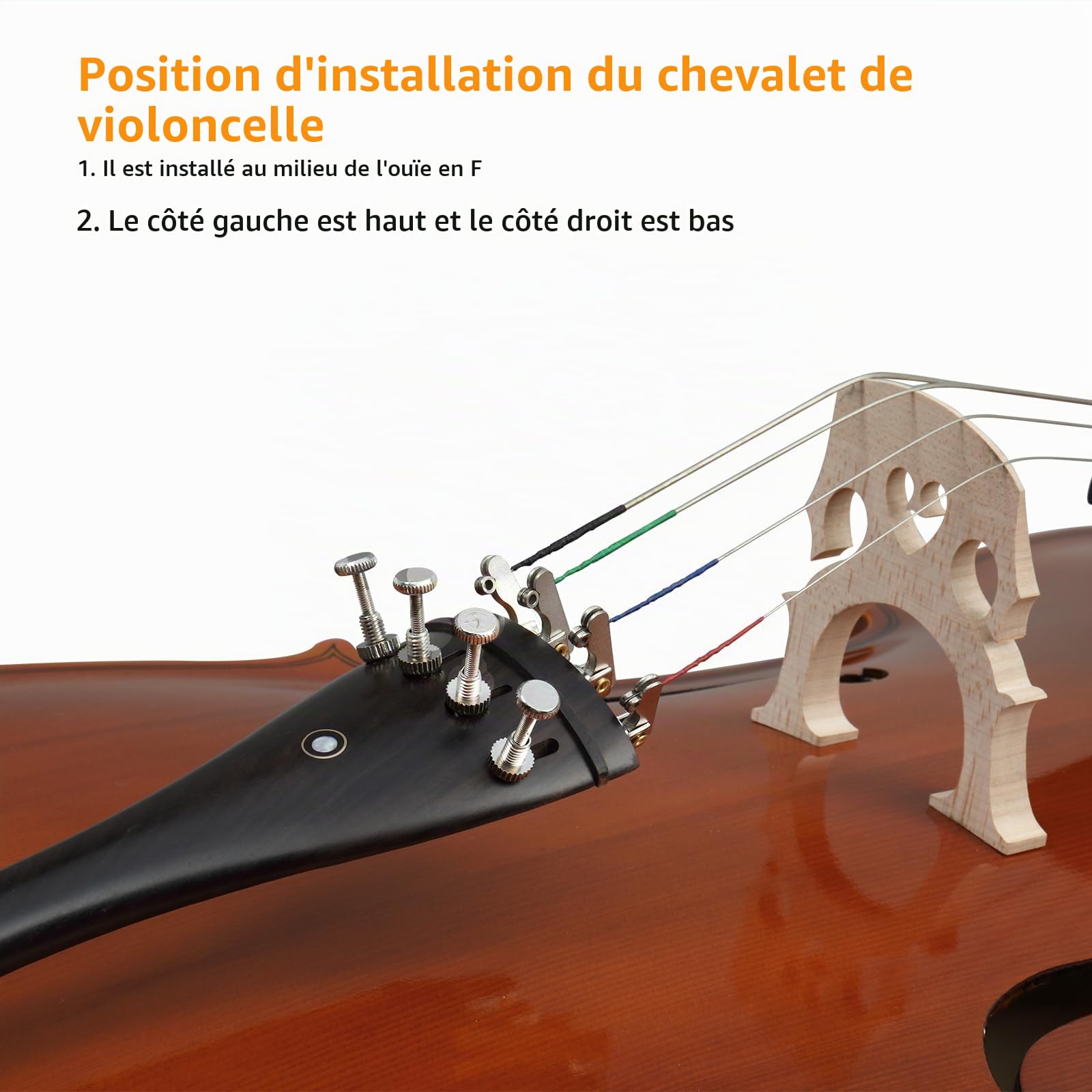 Bonnlo Violoncelle 4/4, Ensemble Complet avec Etui, Archet, Resine, Cordes et Colophane, Idéal pour Débutants et Joueurs Intermédiaires