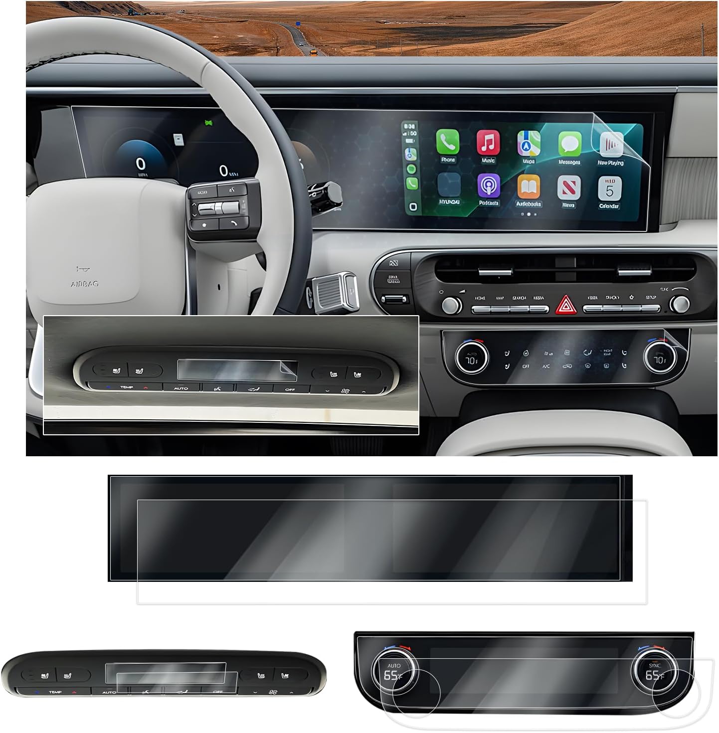 for 2026 Hyundai Palisade Screen Protector for 2026 Palisade Dual 12.3" Display & Front & Rear AC Screen for 2026 Palisade Hybrid Accessories Nano Protective Film (2026 Palisade 6 PIECE KIT Nano)