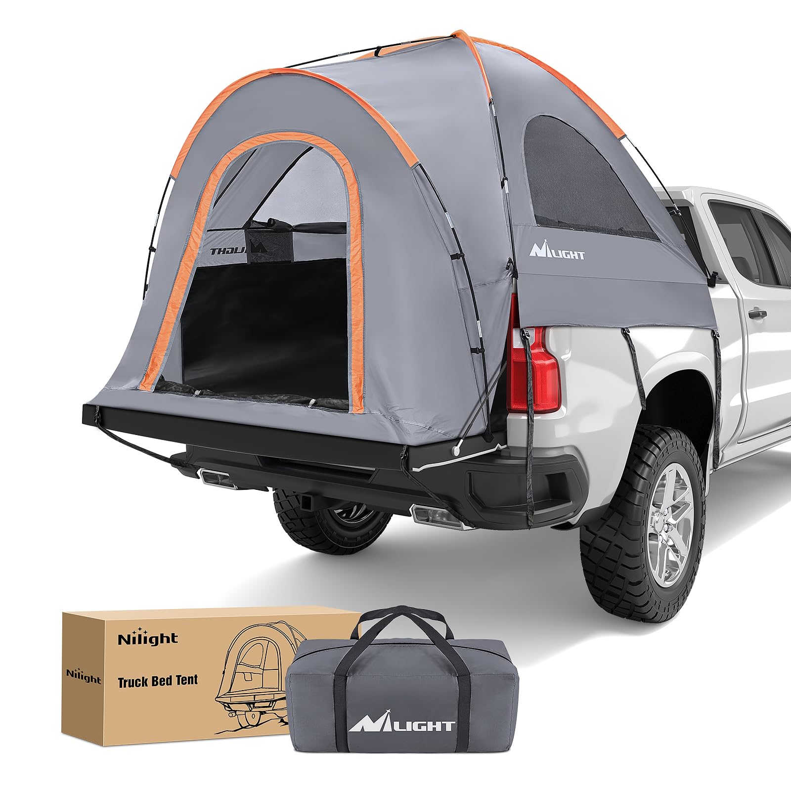 Nilight LKW-Bettzelt, 150-150 cm, Pickup-Zelte mit Regenfliege, wasserdicht, PU2000 mm, Doppellagiges Zelt für LKW, 2 Personen, tragbar, volle Größe, Kurze Heckklappe, Bettzelt für Camping