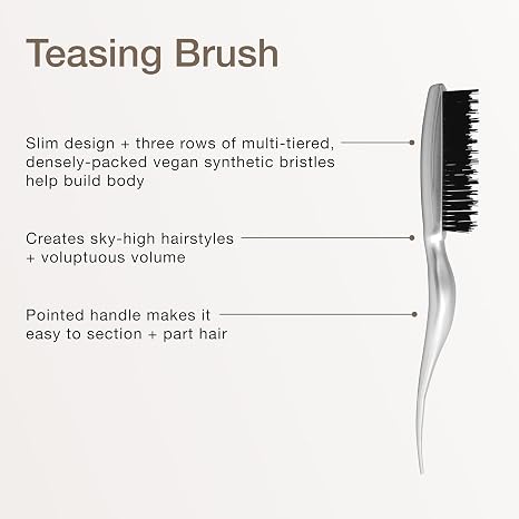 Paul Mitchell Pro Tools Teasing Brush, Hair Brush With Tail Handle for Back Combing, Lifting + Creating Volume, For All Hair Types