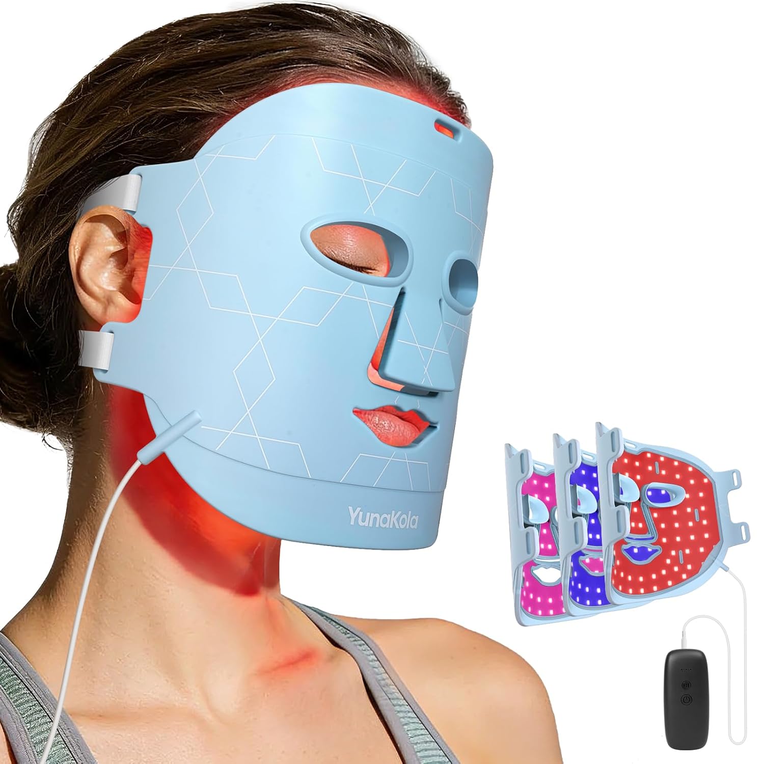 Aglaia LED Beauty Device (BP-D2309) —— LED Face Mask, Infrared Red & Blue Light Therapy, FDA-Cleared Device for Wrinkles & Acne, Anti-Aging， Red Light Therapy Mask for Home & Travel