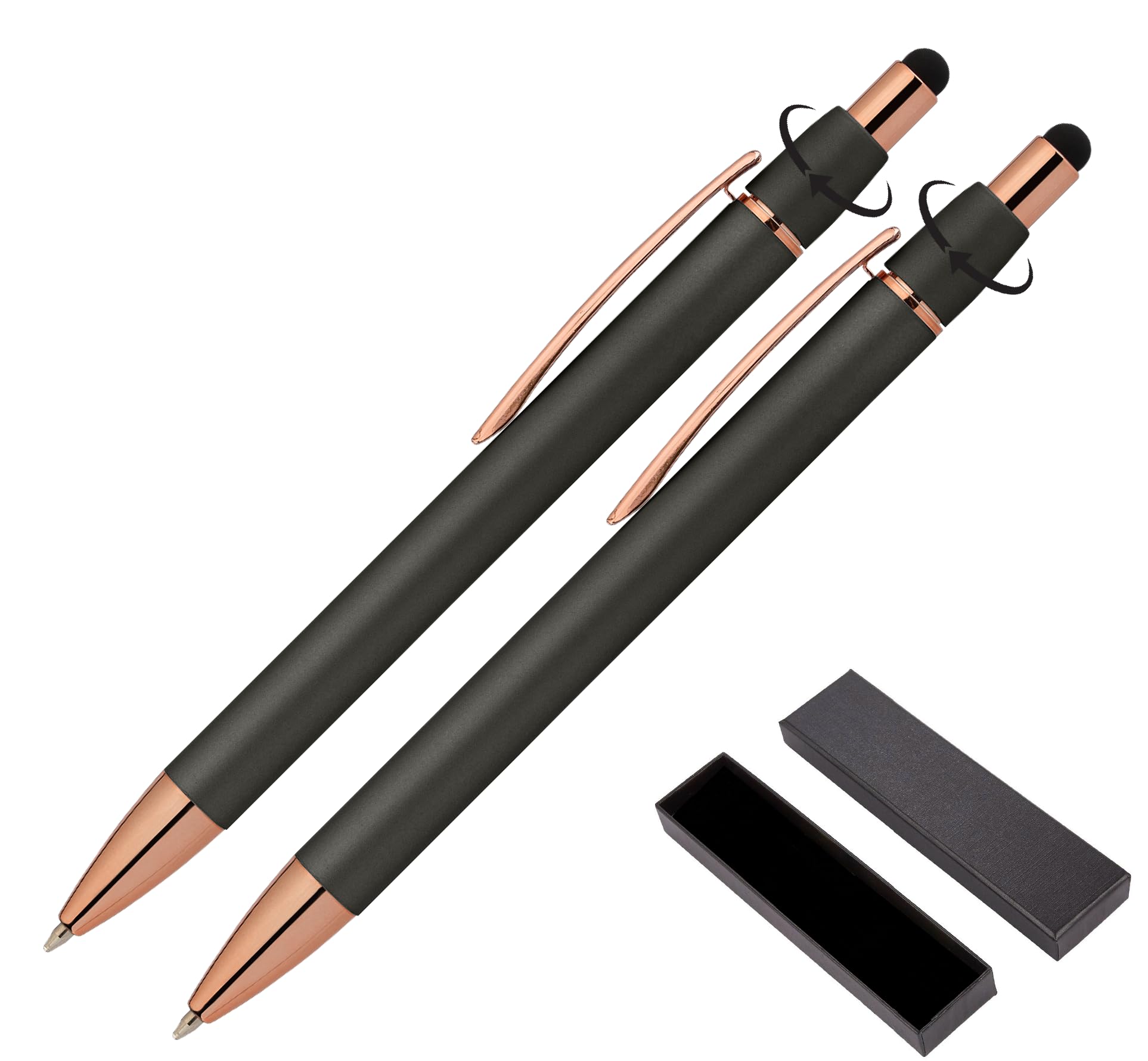 ExpressDesigns Fidget Pen for Adults - 2 Pack Stress Relief Pens with Gift Box - ADHD Anxiety - Metal with Rubber Grip - Focus for Office, Work (