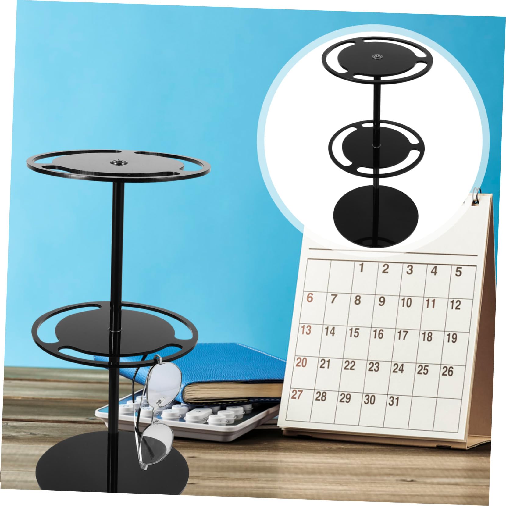 Soporte para Gafas de Sol Giratorio de Acrílico de Doble Organizador Compacto y Resistente para Exhibición y Almacenamiento Escritorio Base Estable Antideslizante