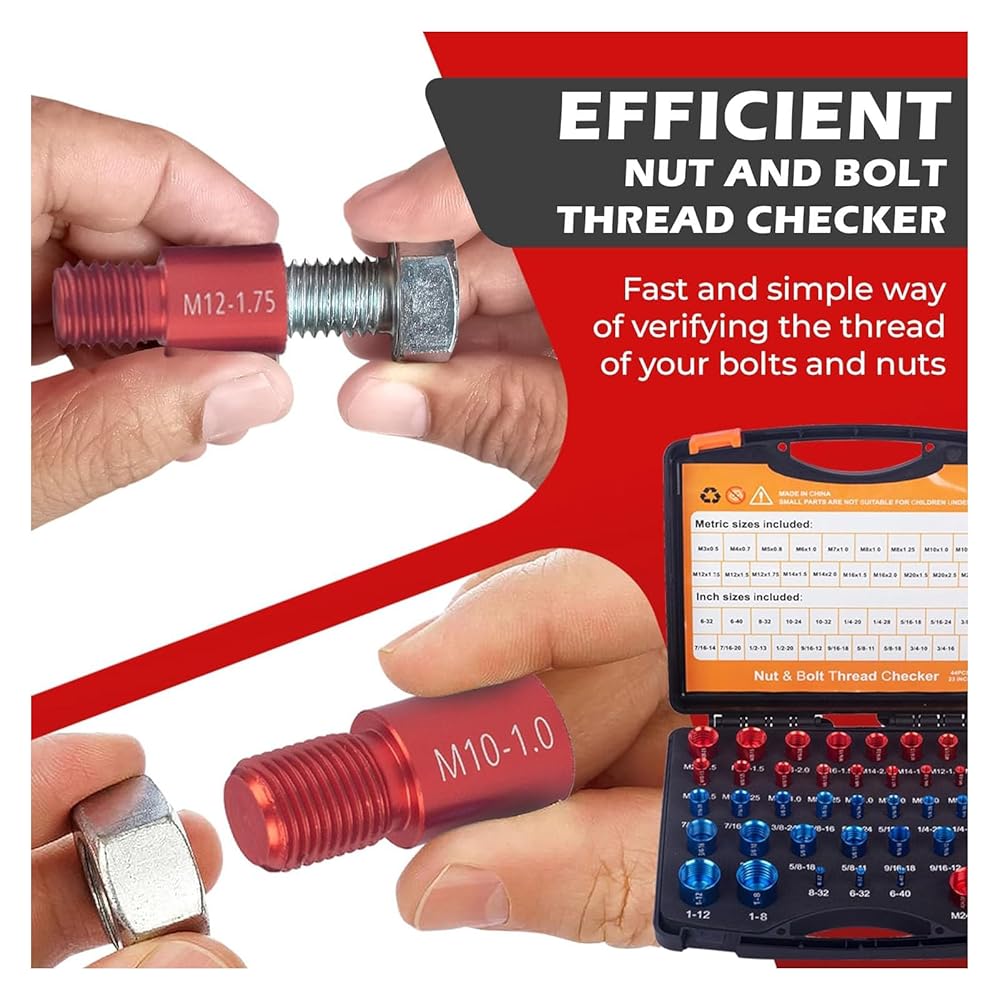 44-Piece SAE & Metric Nut & Bolt Thread Gauge Kit with Handy Storage Box view 4