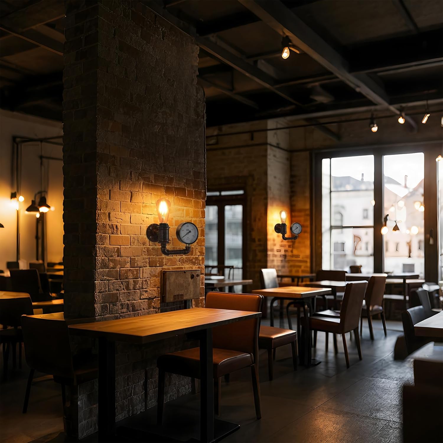 XEYOU Cast Iron Steampunk Wall Sconce Vintage Industrial E26 Edison Bulb Fixture Retro Pipe Wall Lamp for Cafe Bar Restaurant Bedroom Living Room