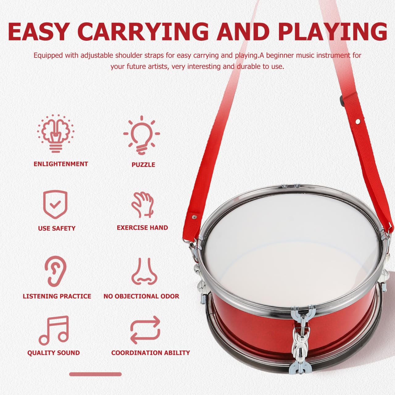 ERINGOGO 1 Set Snare Drum 11in Orff Percussion Marching Drum Performance Instrument for Music Education Stage Performance - Image 3