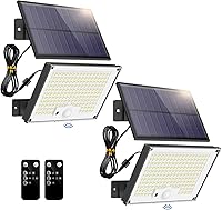 Gusicil 172 LED Split Solar Motion Sensor Lights Outdoor IP65 Waterproof Remote 3 Modes 2 Pack Yard Patio Garage