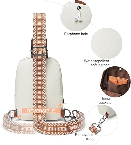 Miniatura 6 de LATMAP Sling Bag For Women Faux Leather Small Casual Daypack Backpack Fanny Pack Crossbody Chest Bags Purse