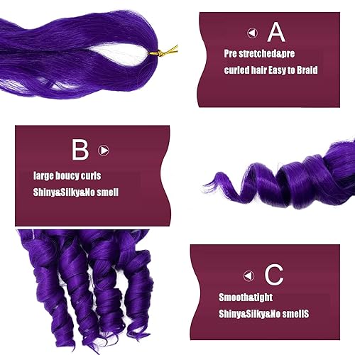 Miniatura 9 de 8 paquetes de cabello rizado francés trenzado de 24 pulgadas, ondulado, suelto, espiral, rizado, de ganchillo para mujeres negras, cabello trenzado