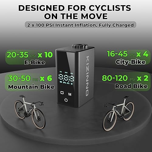 Miniatura 4 de Mini bomba de bicicleta portátil para neumáticos de bicicleta, bomba eléctrica máxima de 120 PSI, bomba de aire pequeña inflador de bicicleta para