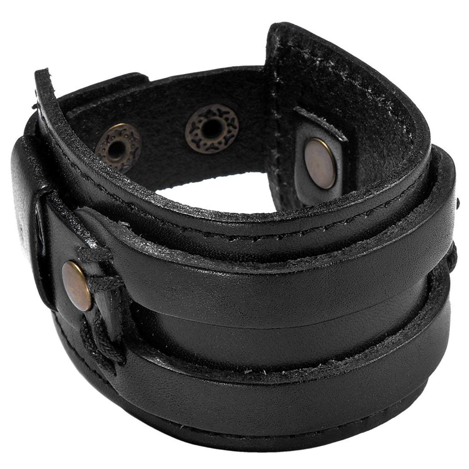 University Trendz PU Leather Wide Anchor Bracelet/Wrist Band for Mens & Boys (Black) (B08RB1GZDF) Amazon Price History, Amazon Price Tracker