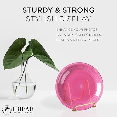 Miniatura 3 de TRIPAR Paquete de 6 soportes cuadrados dorados para placa de alambre de 4 pulgadas, soporte de caballete para libros de cocina, fotos, marcos de