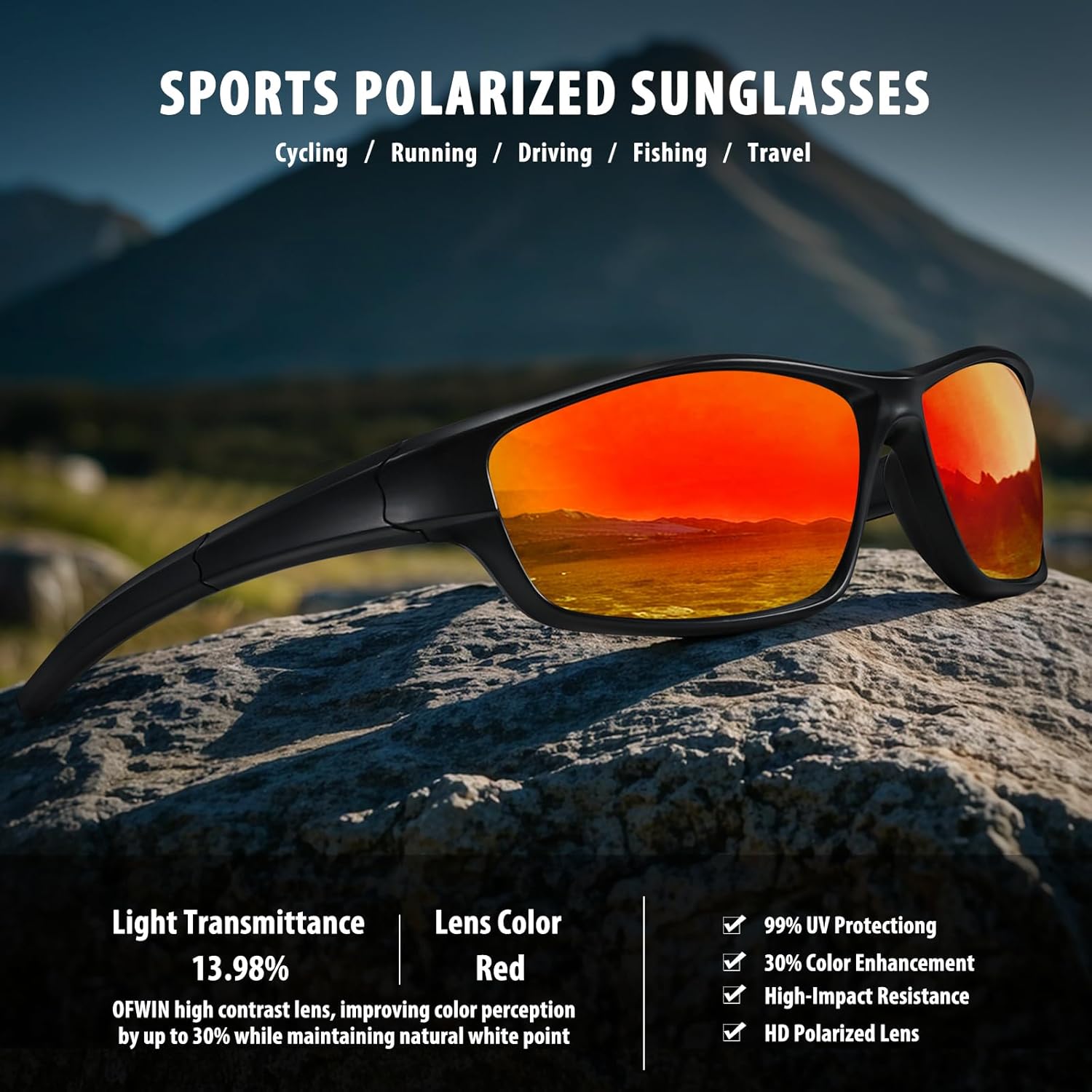 Polarized Sports Sunglasses for Men Women Driving Cycling Fishing Wrap Around Sun Glasses UV400 Protection - Image 5