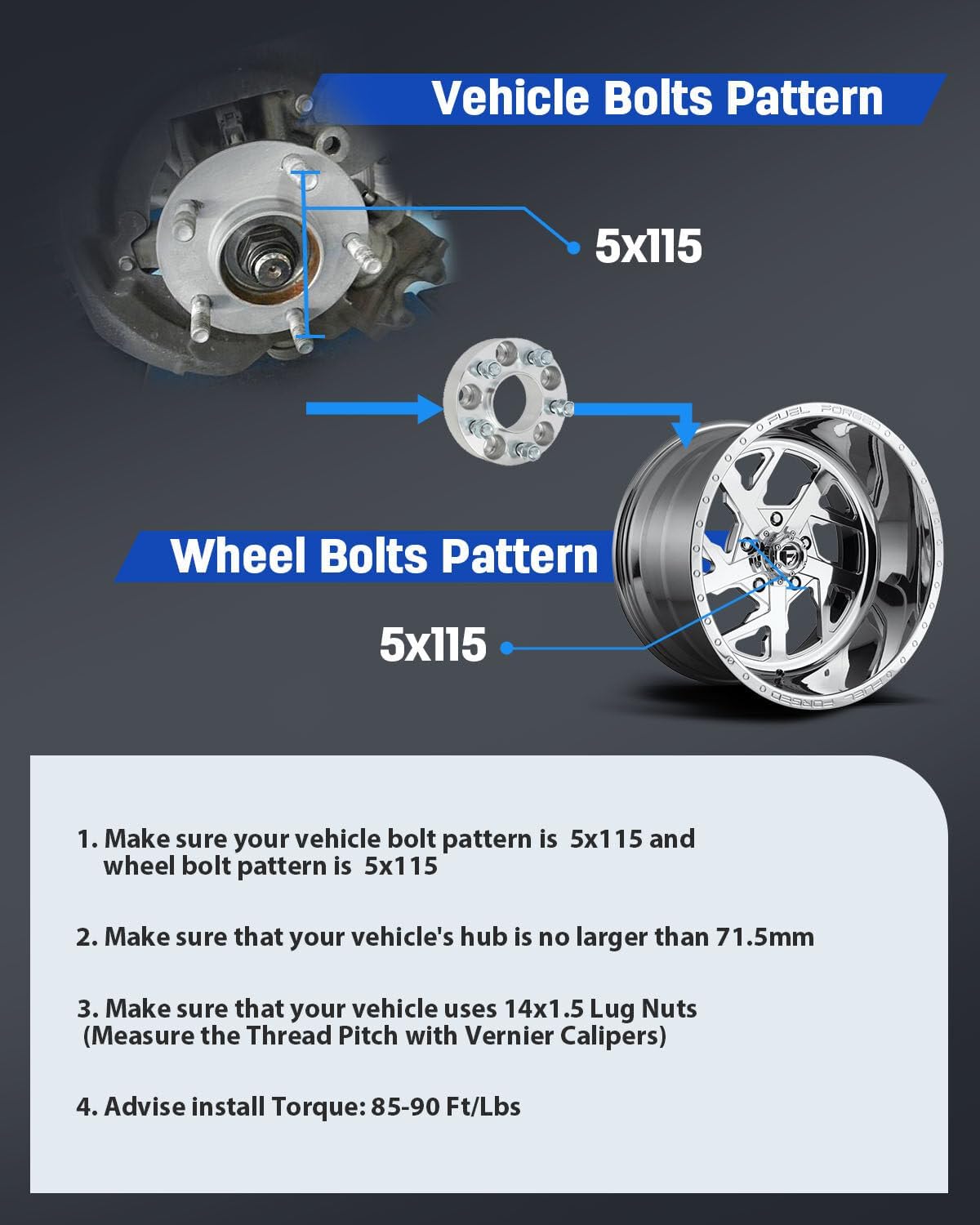 ECCPP 4PCS 5x115 Wheel Spacers Hub Centric 1.5" 5 Lug 14x1.5 71.5mm hub for 2008-2022 for Dodge Challenger 2006-2022 for Dodge Charger 2005-2008 for Dodge Magnum 2005-2022 for Chrysler 300