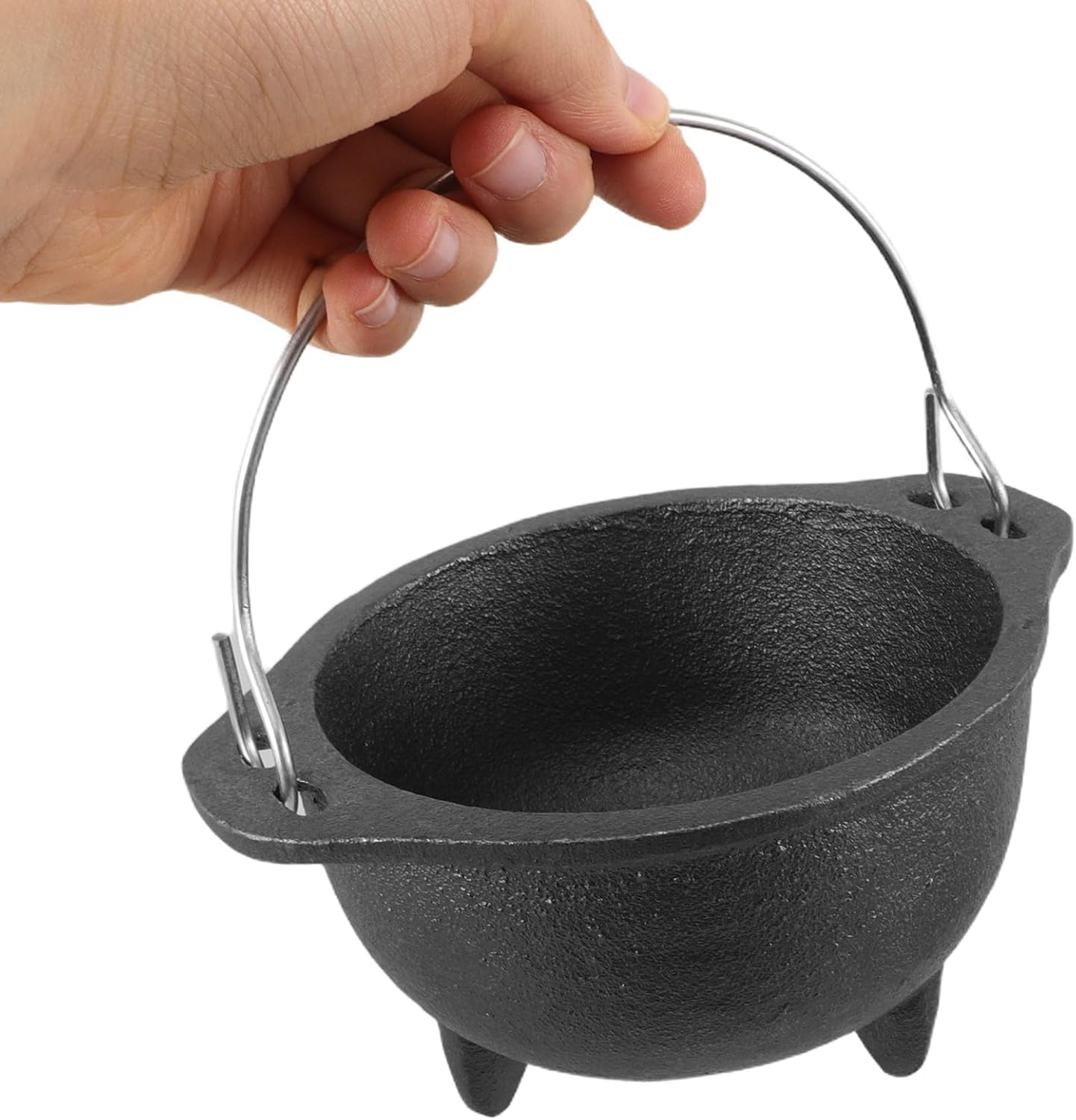 Cabilock Rustic Metal Cauldron Pot with Handle Halloween Cast Iron Witch Cauldron Candy Serving Bowl Novelty Candle Incense Holder for Desktop
