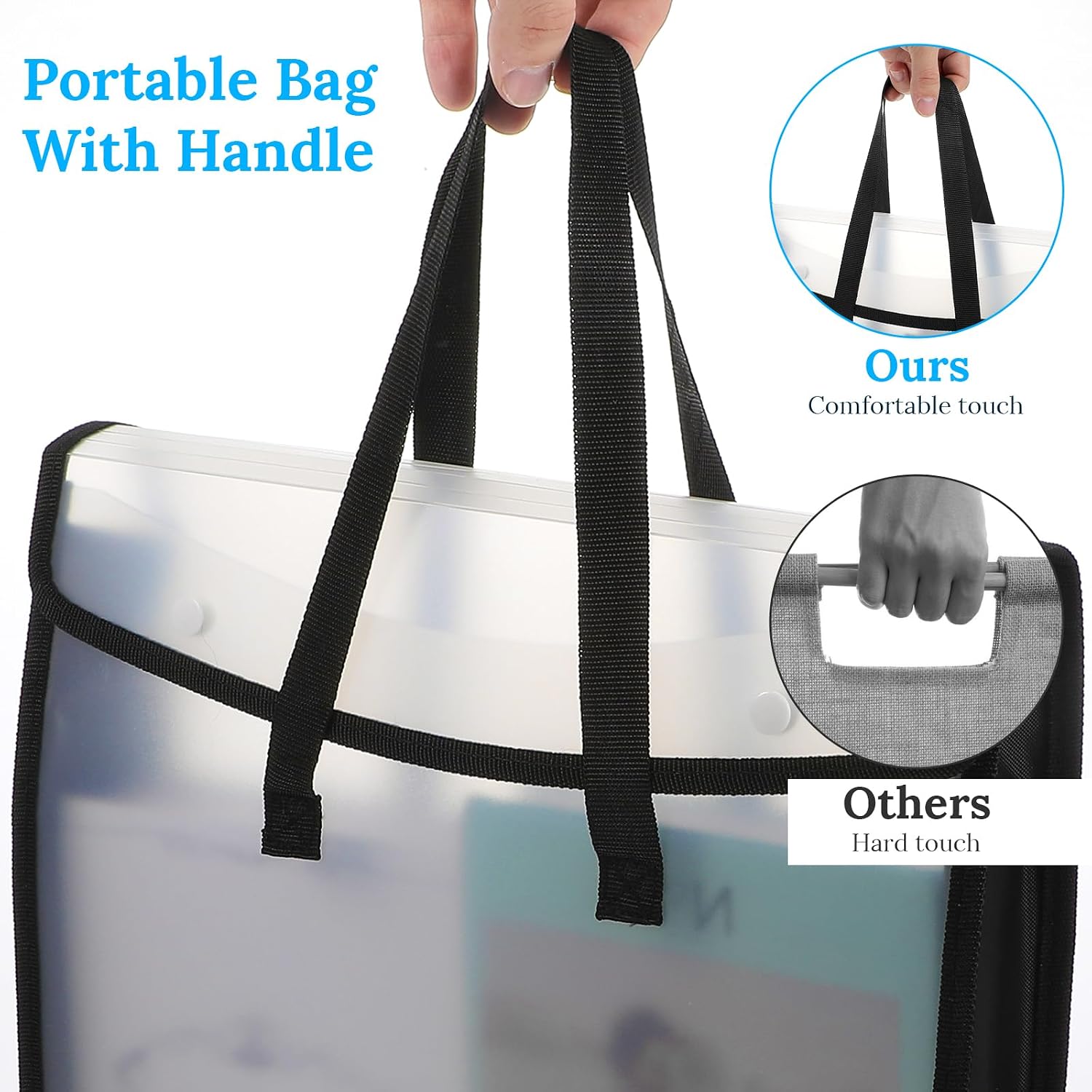 4 Pcs Expandable Scrapbook Paper Storage Organizer, 12x12 Inch Folio with Portable Handle and Hook and Loop Closure for Holding Craft Paper Vinyl Photos Cardstock, Black