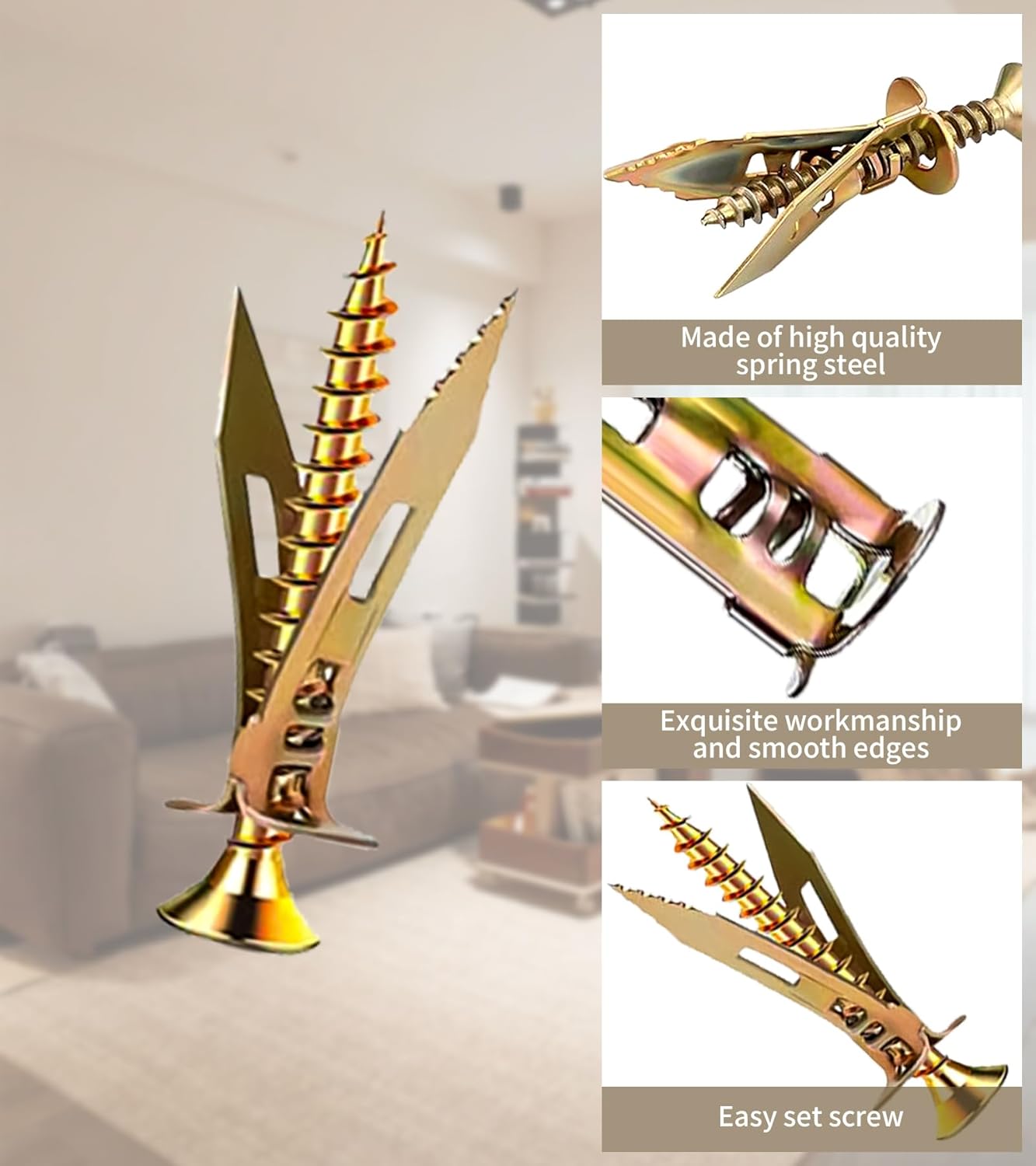 200PCS Self Drilling Drywall Anchors with Screws Kit,2025 Upgraded Board Anchors Kit，100PCS Sheetrock Anchors and 100PCS Screws, Eliminating The Need for Drilling or Punching Holes in The Wall thumbnail