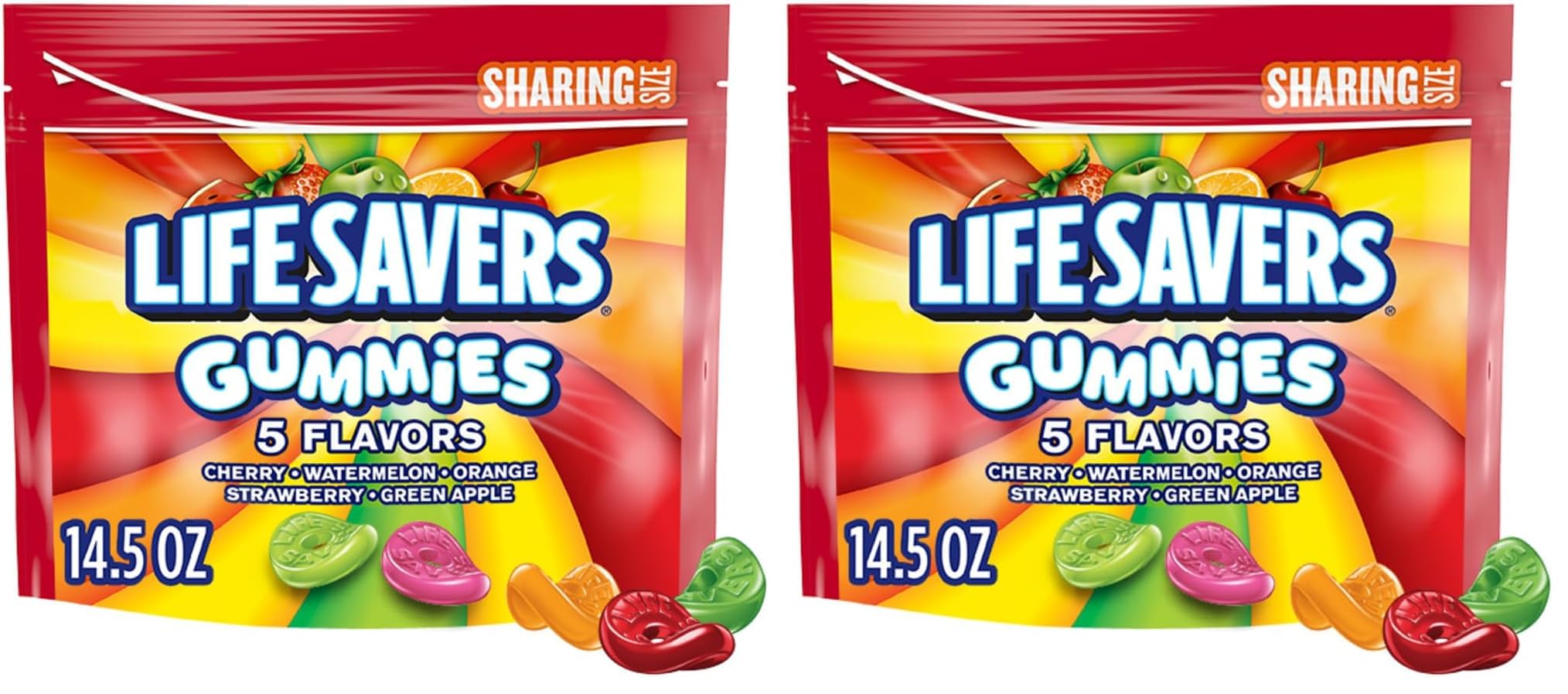 Life Savers5 Flavors Summer Gummy Candy, Sharing Size, 14.5 oz Bag (Pack of 2)